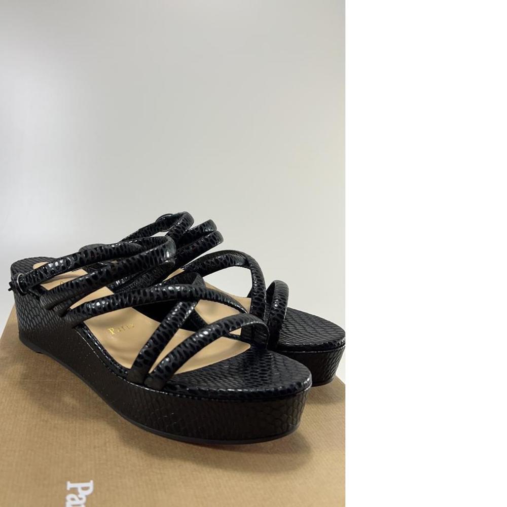 Cleissimo Zeppa 60mm Calf Jurassic Snake Strappy Buckle Sandals e155